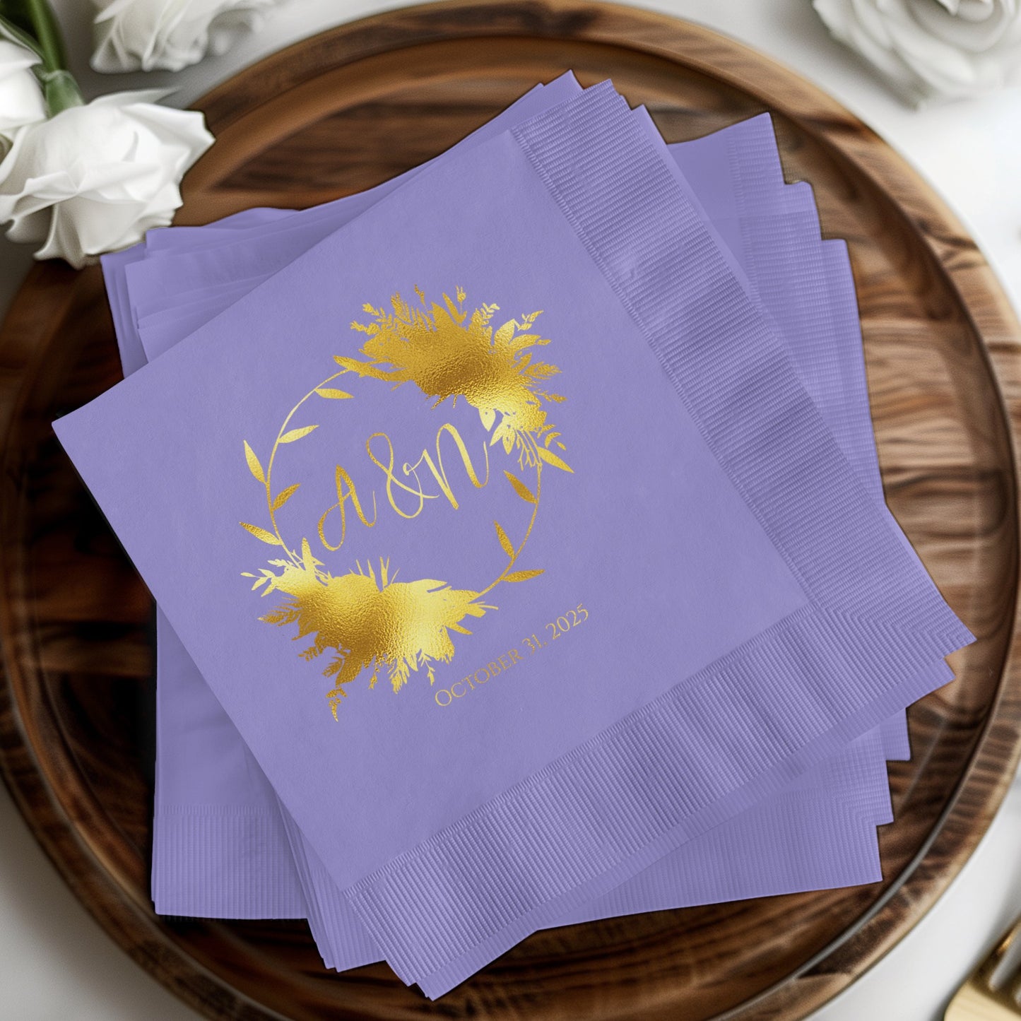 Personalized Purple Napkins Elegant Custom Product