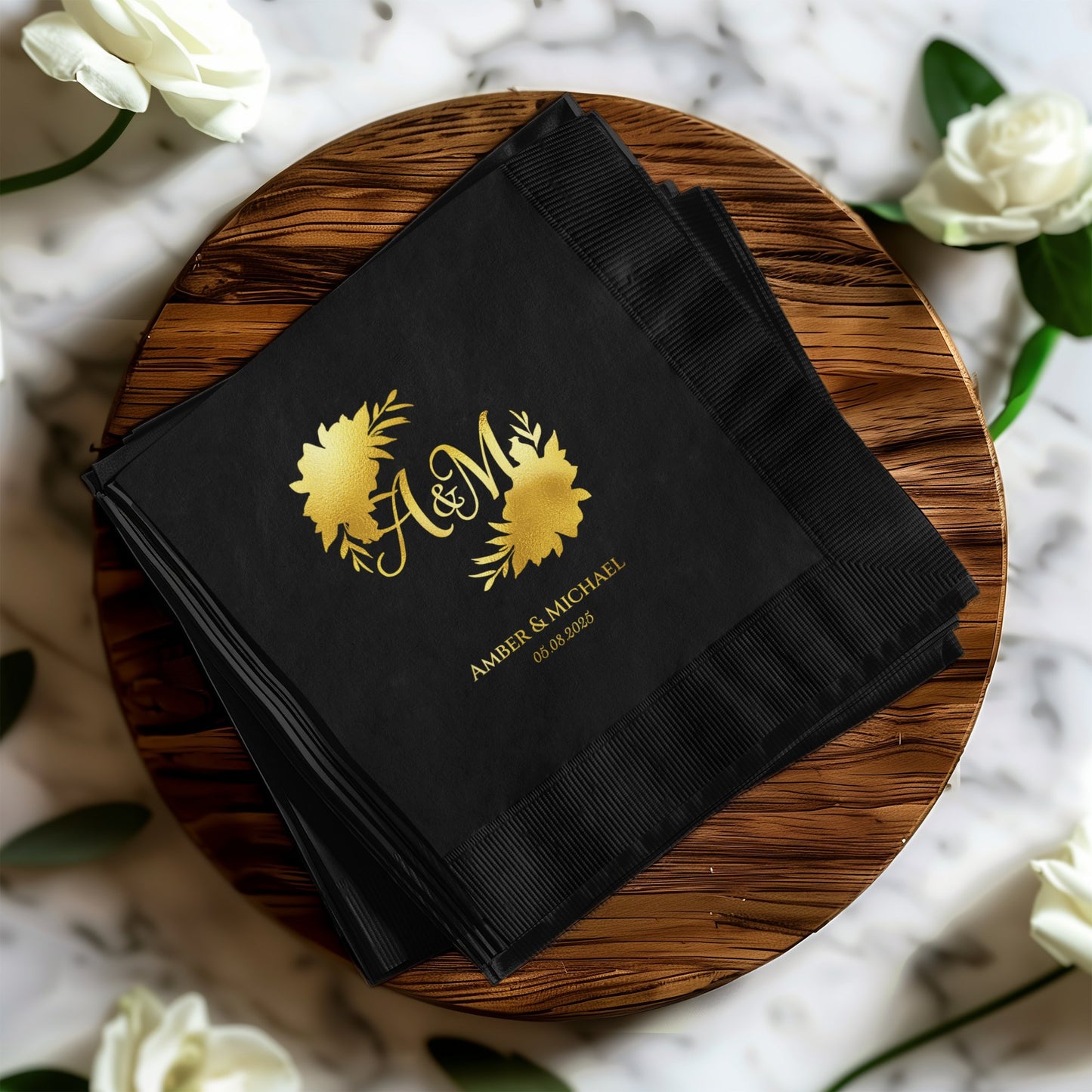Personalized Wedding Date Initials Monogram Napkin product type