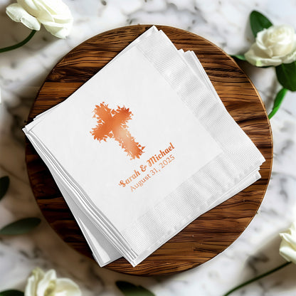 Personalized Wedding Date Cross Design Napkins product