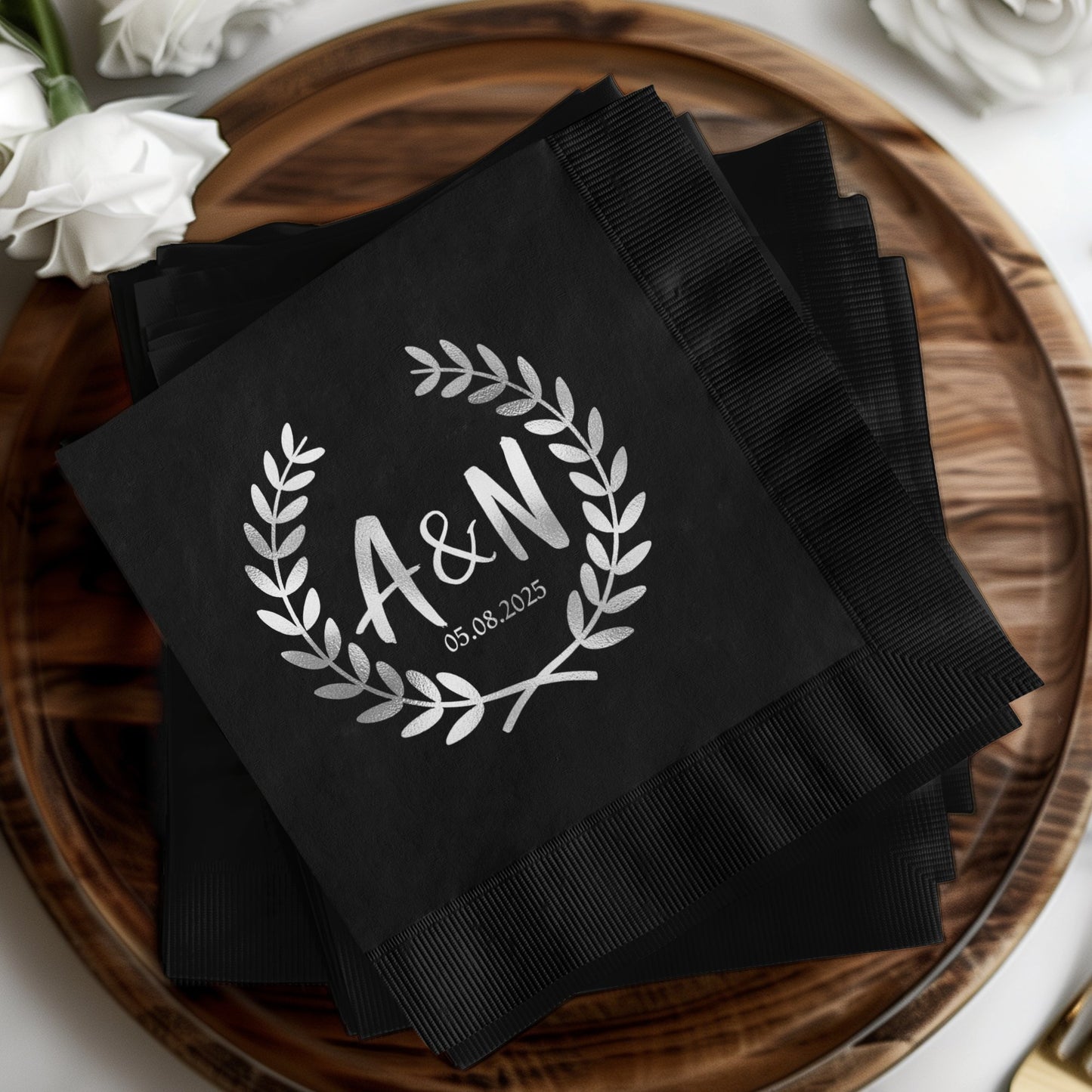 Personalized Elegant Black Wedding Napkins product