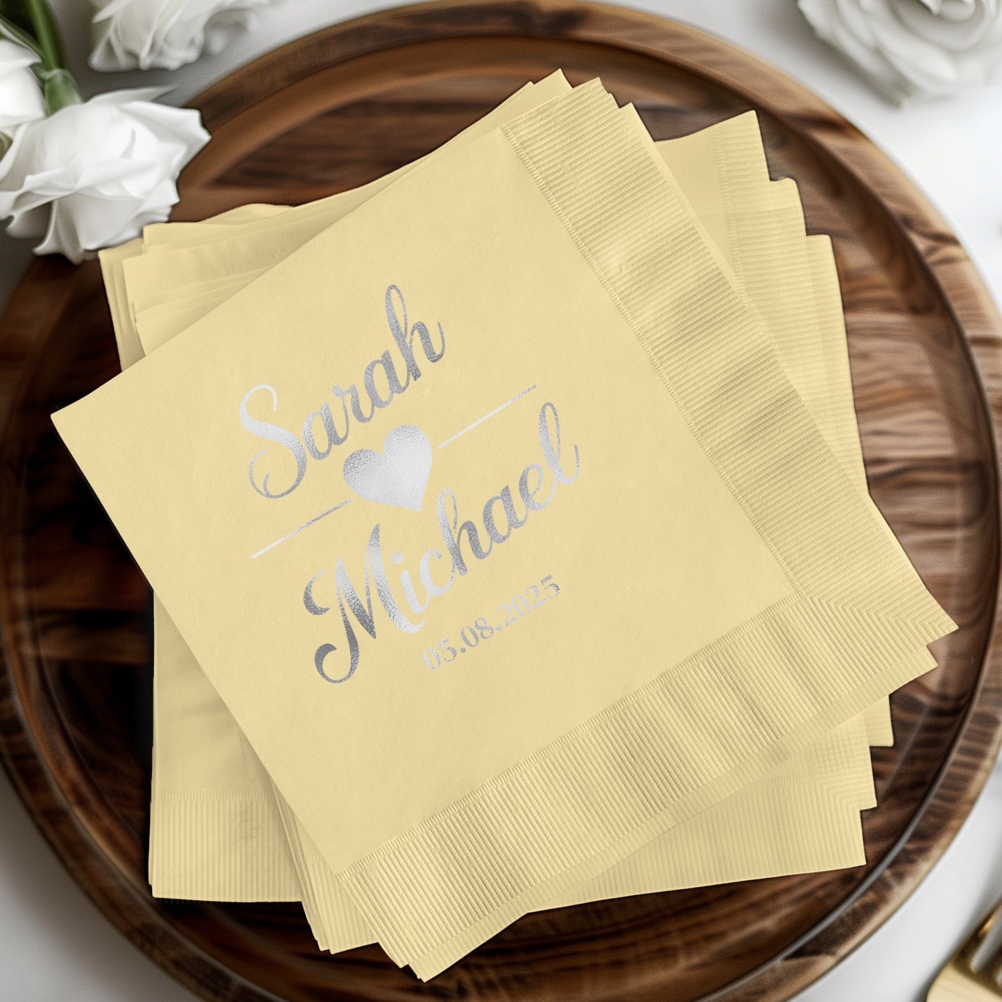 Personalized Wedding Date Heart Design Napkin product type