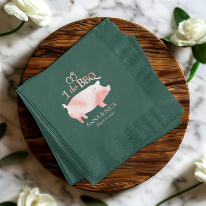I Do BBQ Custom Green Wedding Napkin Product