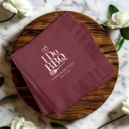 Rustic I Do BBQ Personalized Napkins Wedding product