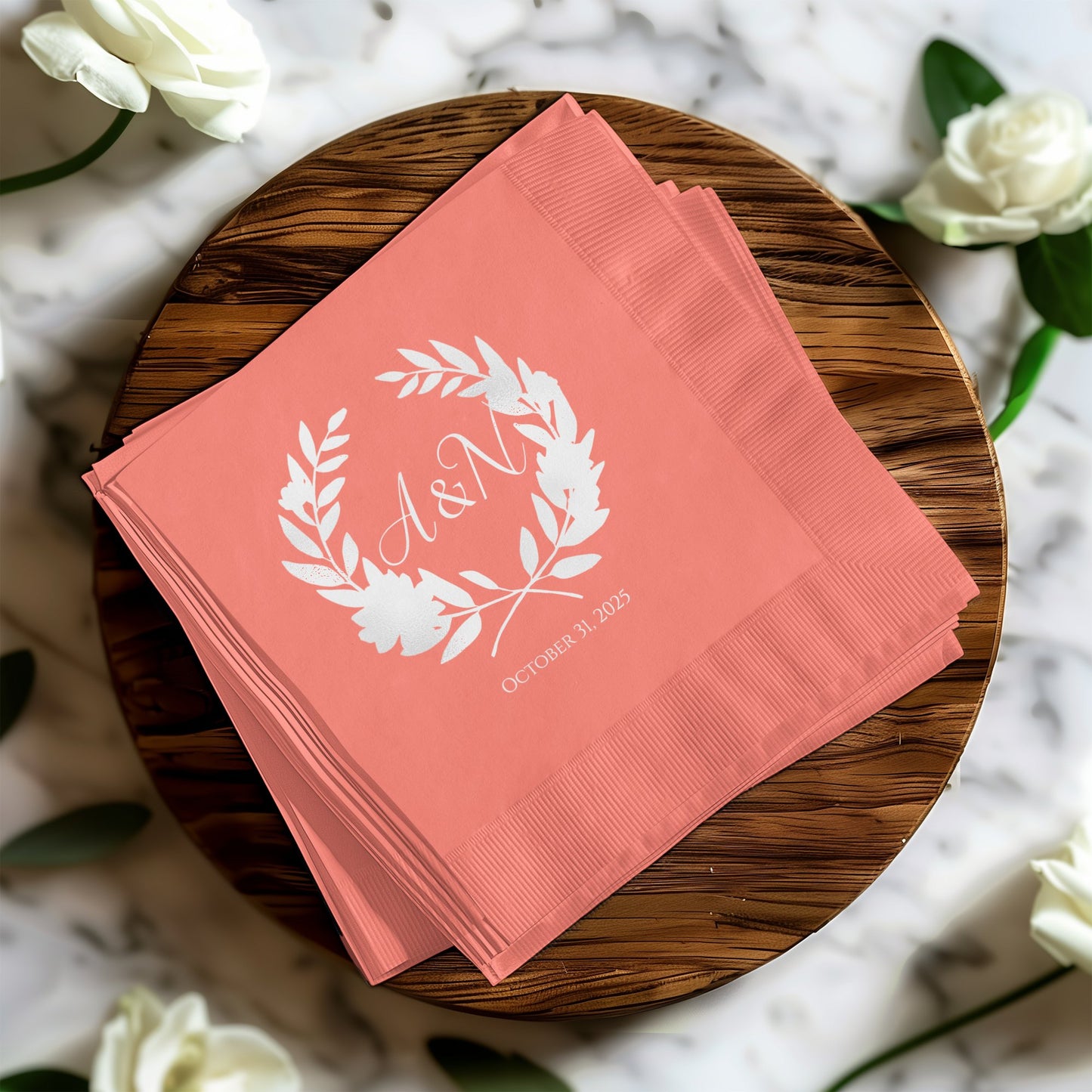 Custom Printed Monogram Design Wedding Napkin product
