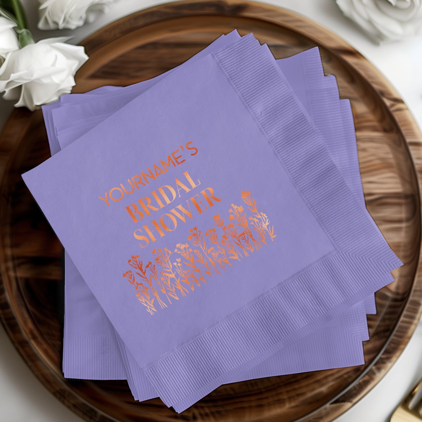 Custom Purple Bridal Shower Napkins product type