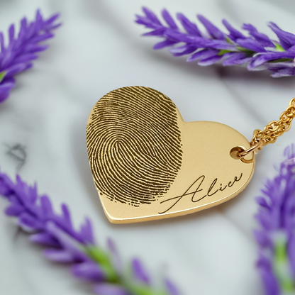 Personalisierte Fingerabdruck-Halskette, personalisierte Herz-Halskette, Namenskette, Erinnerungsgeschenk, Weihnachtsgeschenk, Valentinstagsgeschenk